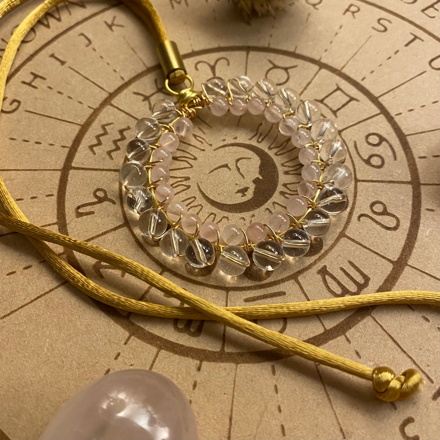 Vuorikristalli + ruusukvartsi koriste