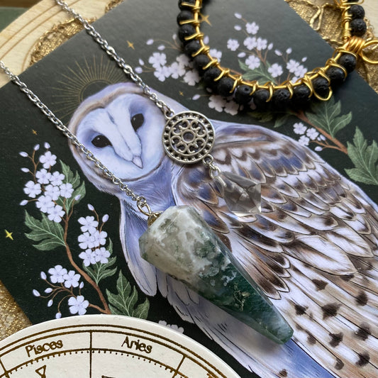 Sammalakaatti & vuorikristalli heiluri