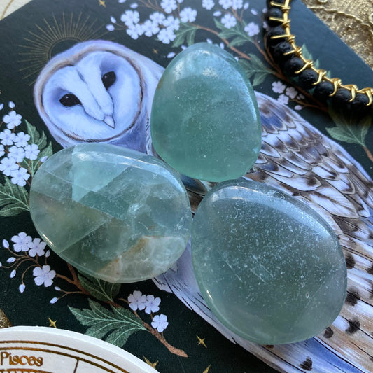 Fluoriitti, vihreä, litteä taskukivi