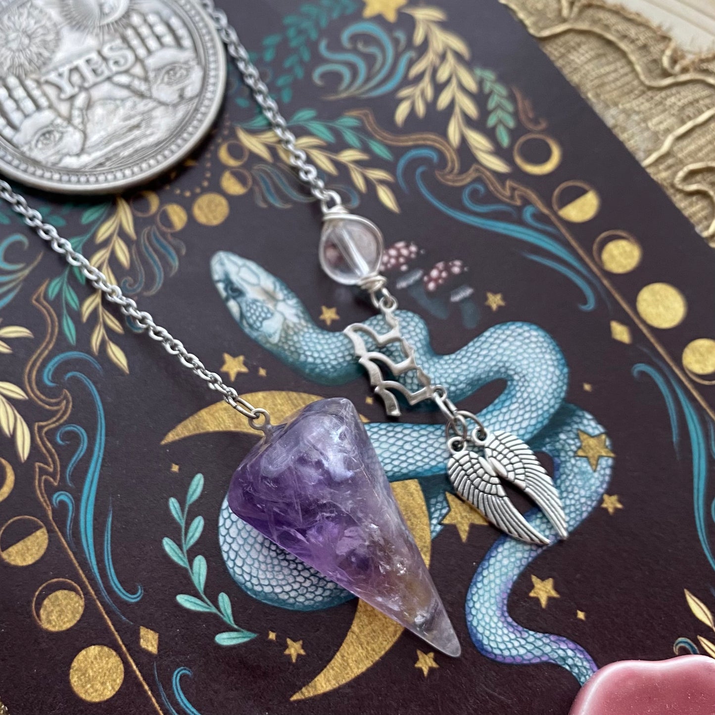 Ametisti heiluri & enkelinsiivet