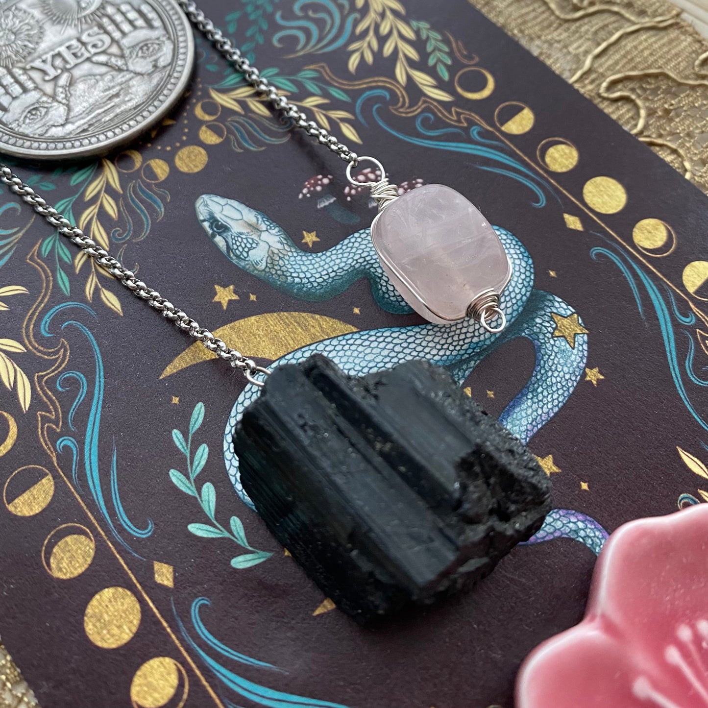 Turmaliini heiluri & ruusukvartsi