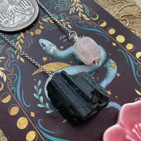 Turmaliini heiluri & ruusukvartsi