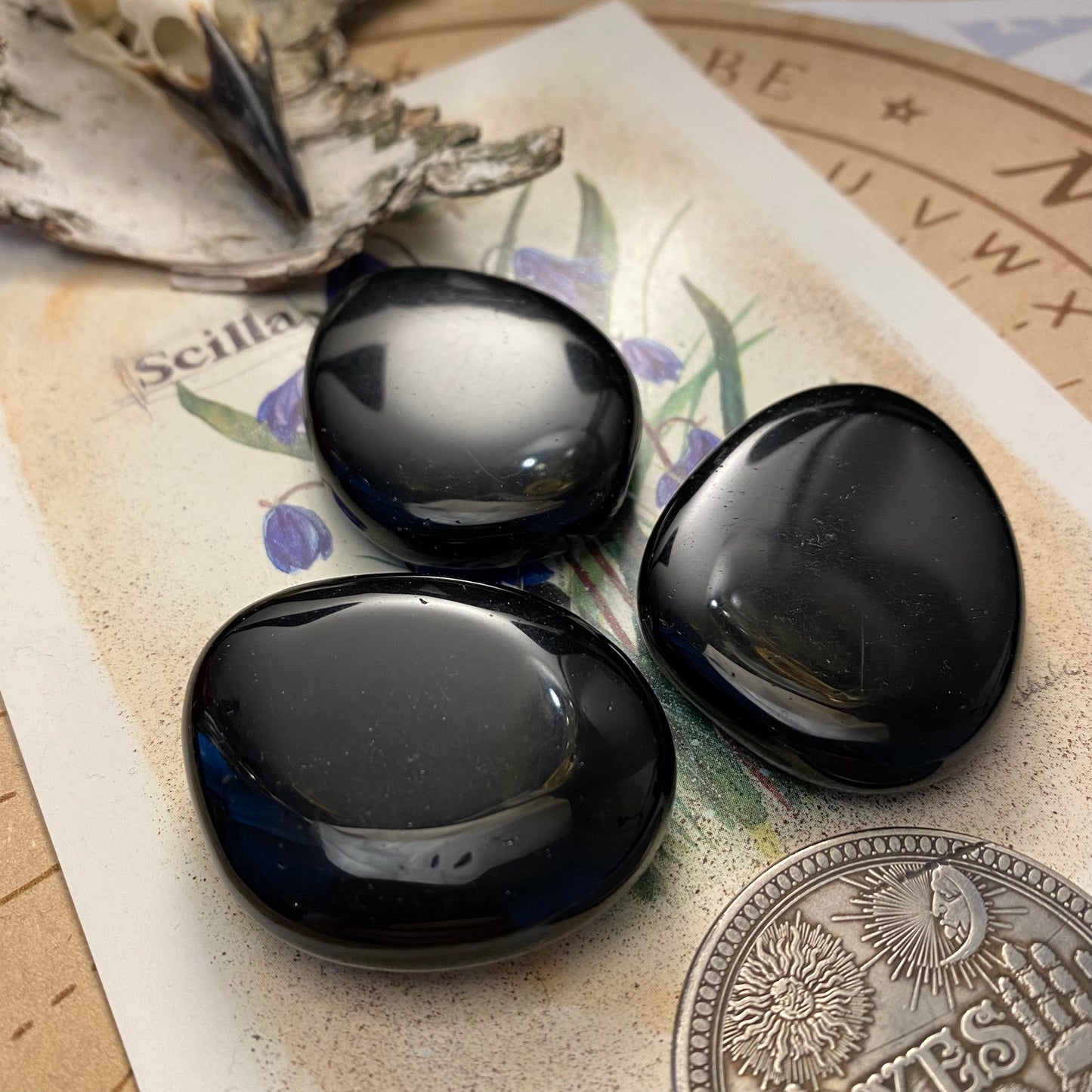 Obsidiaani, litteä ~4cm