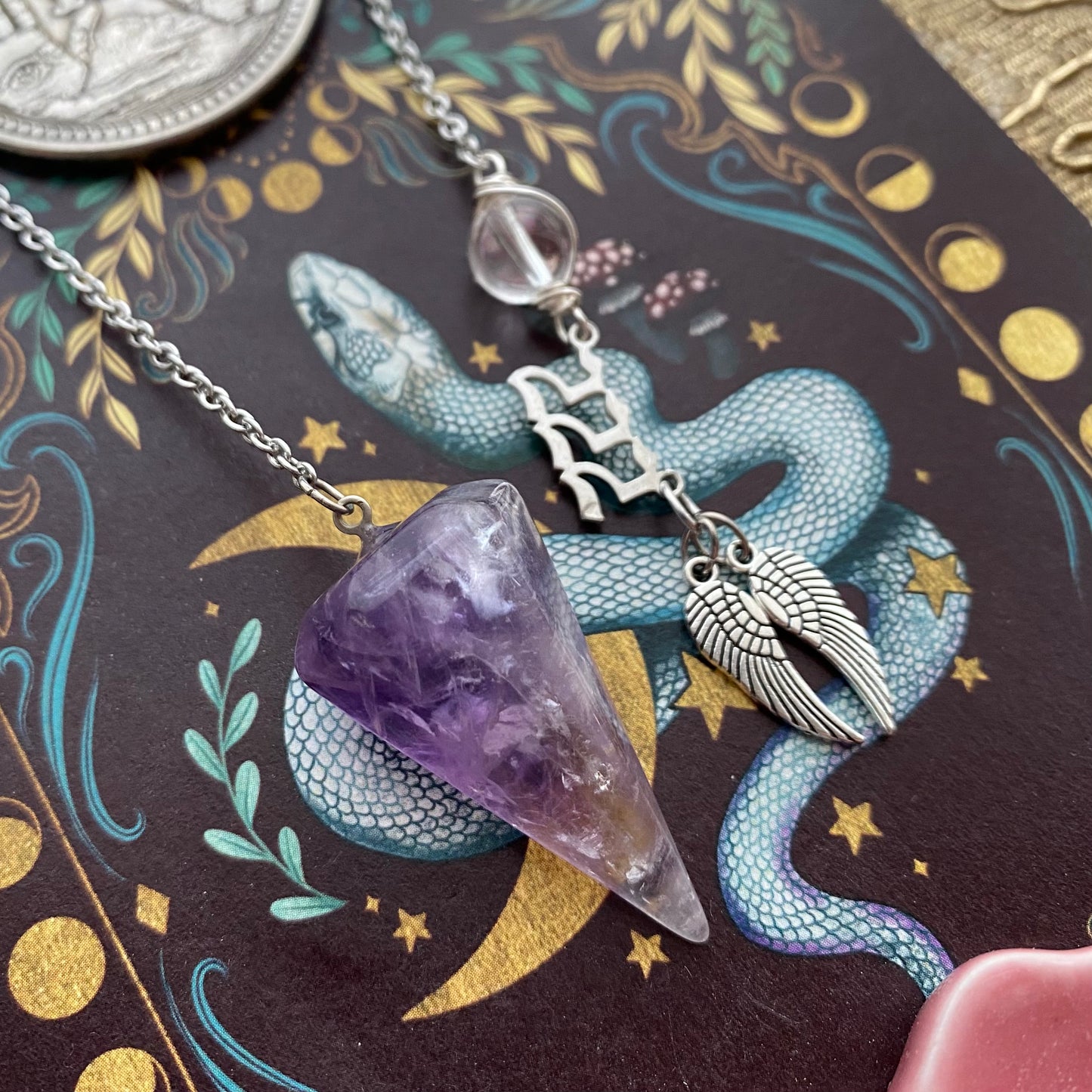 Ametisti heiluri & enkelinsiivet