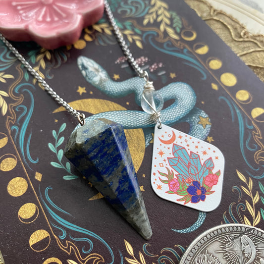 Lapis lazuli heiluri & vuorikristalli helmi